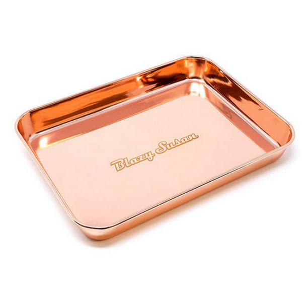 Blazy Susan Stainless Steel Rolling Tray: Rose Gold