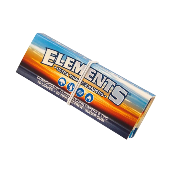Elements Connoisseur Ultra Thin Rice Rolling Papers & Tips - Blue — Single Pack