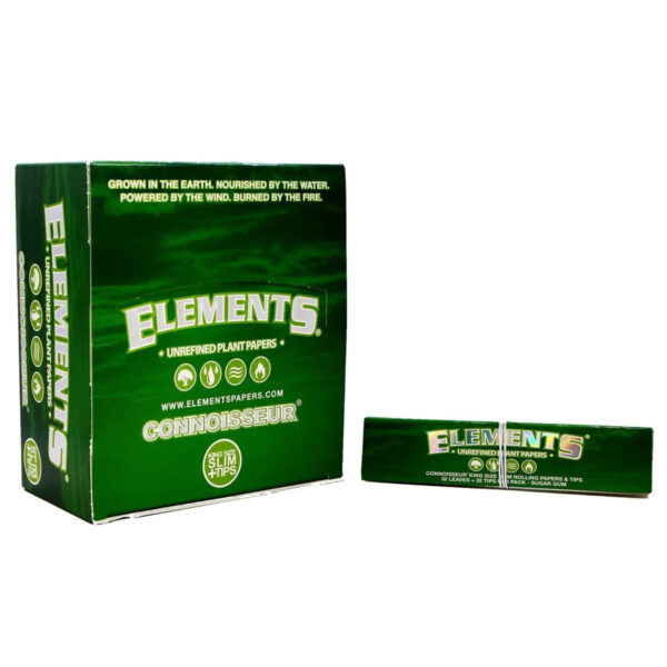 Elements Connoisseur Ultra Thin Unrefined Plant Rolling Papers & Tips — 24pcs Full Box