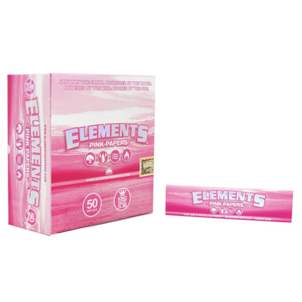 Elements King Size Slim Pink Rolling Papers — 50pcs Full Box