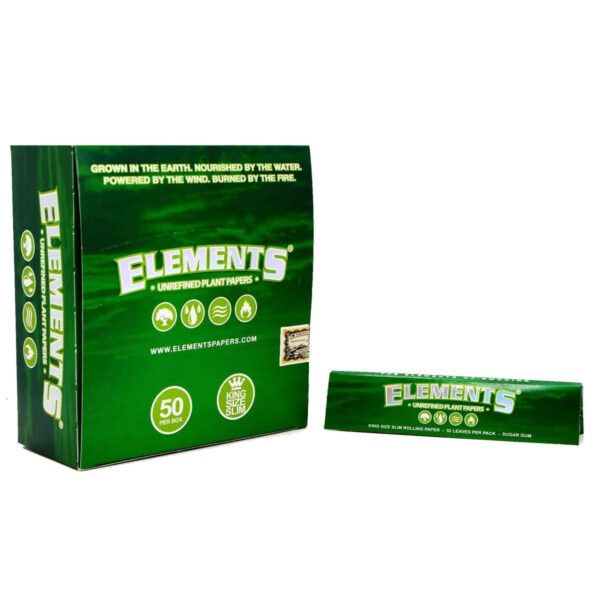 Elements King Size Slim Unrefined Plant Rolling Papers — 50pcs Full Box