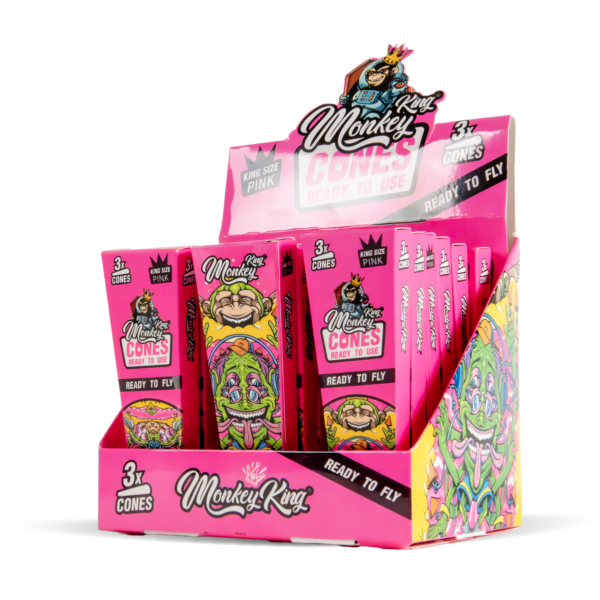 Monkey King Pre-Rolled Cones: Pink — 18pcs Full Box