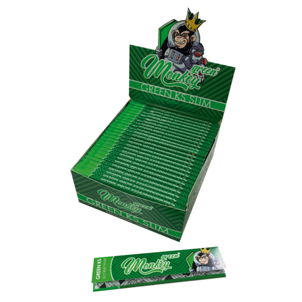 Monkey King Rolling Papers: Green - King Size — 50pcs Full Box