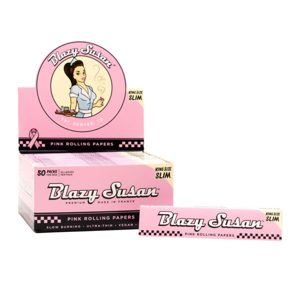 Blazy Susan King Size Rolling Papers - Pink — 50pcs Full Box